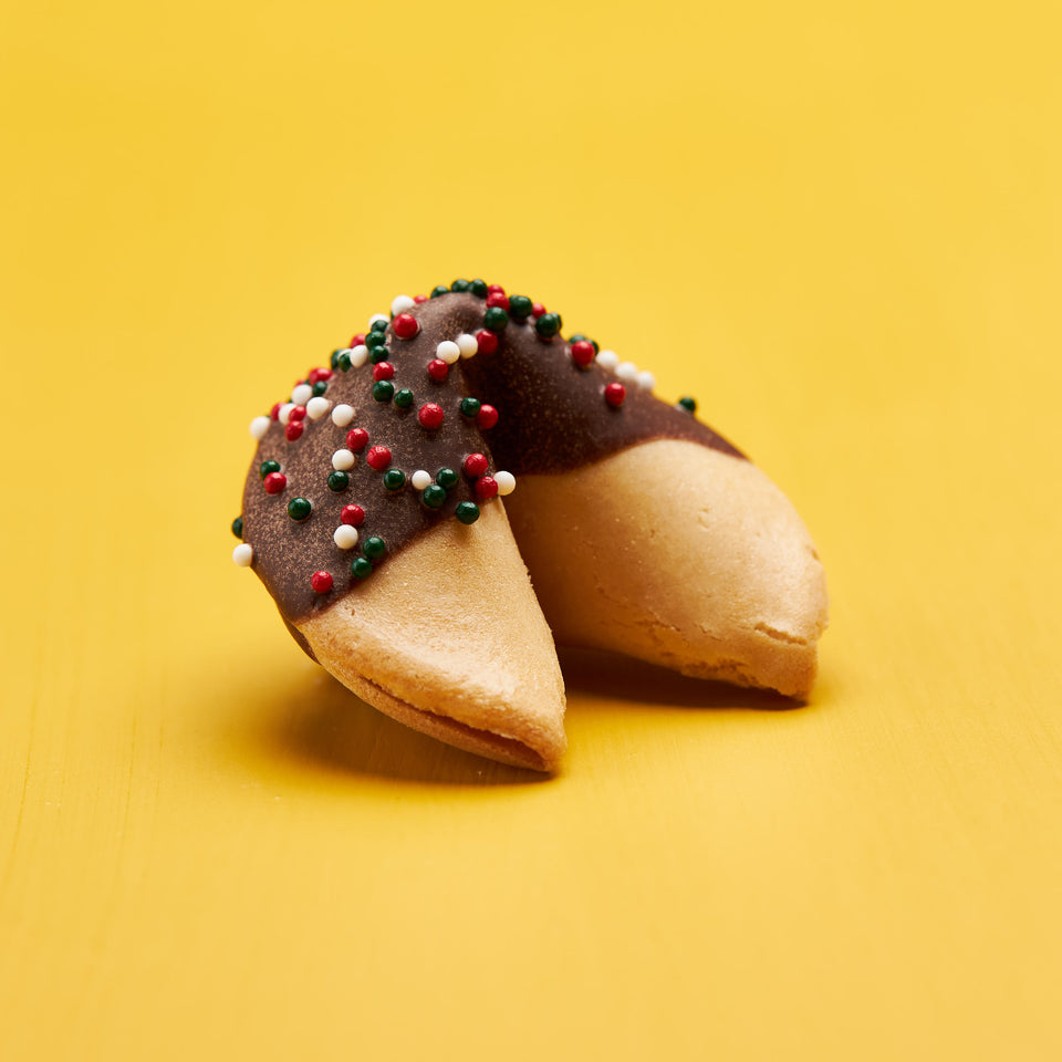 Classic Dark Chocolate with Red, White, and Green Dots