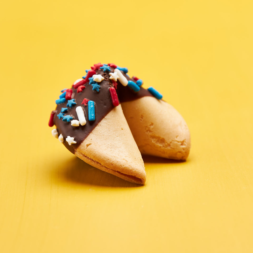 Classic Dark Chocolate with Red, White, and Blue Dots